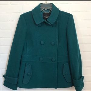 Talbots teal wool pea coat